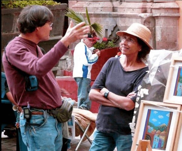 Meeting an artist in the square in Guanajuato, Mexico.