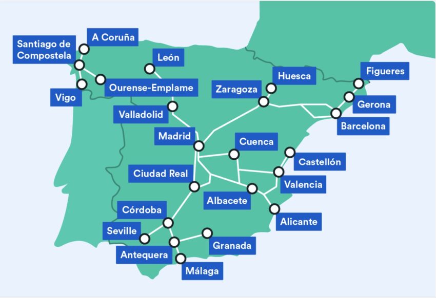 High speed rail in Spain. Trainline.com graphic.