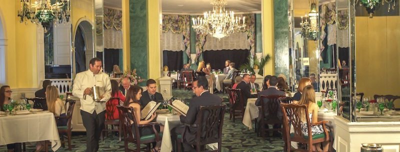 Jackets and ties and dresses are required in the Greenbrier's formal dining room.