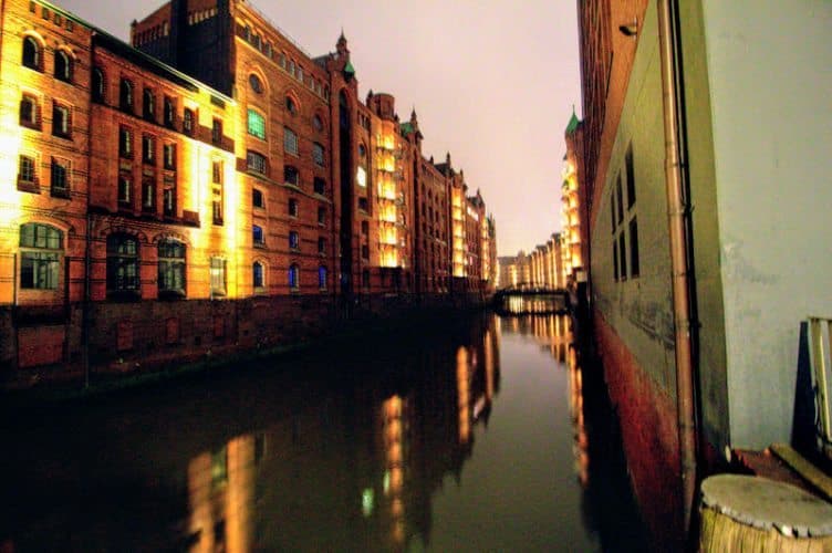 Warehouses along the many canals in Hamburg, Germany.