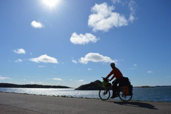 Cycling near the shore in Kattlegattleden Sweden. Laura Ricketts photos.
