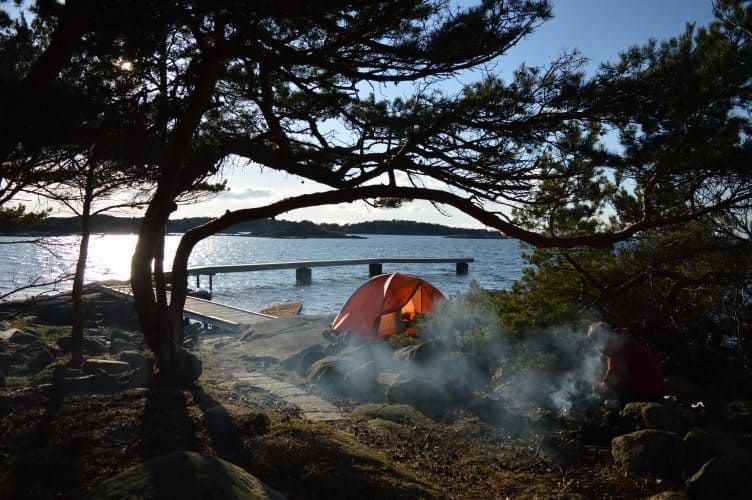 Camping on Sweden's coast.