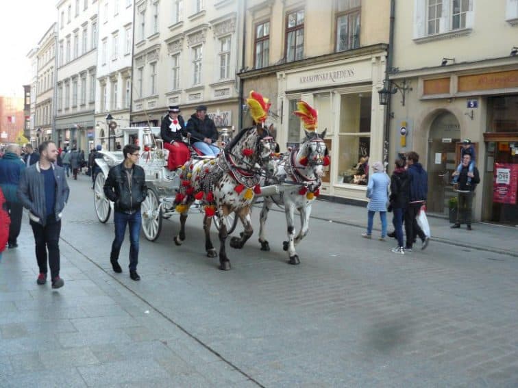 A horse-drawn carriage in the Old Town in Krakow