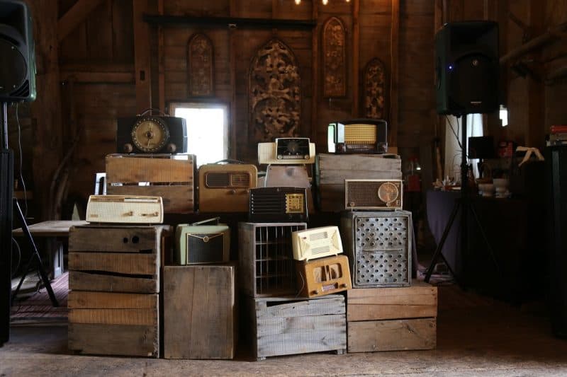 Vintage radio decor at Maple Shade Farm