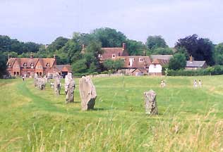 The village and the standing stones at Avebury