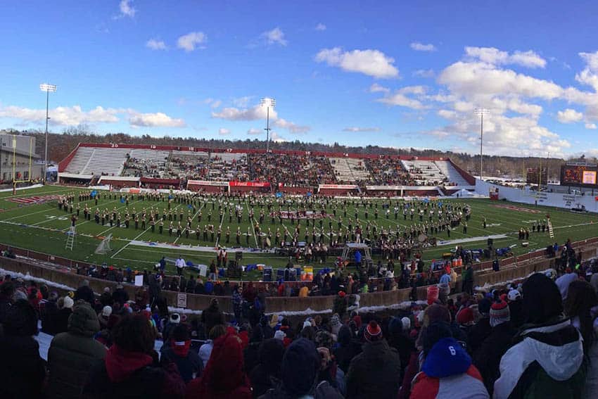 The highlight of a home football game at McGuirk Stadium at UMass is the band.