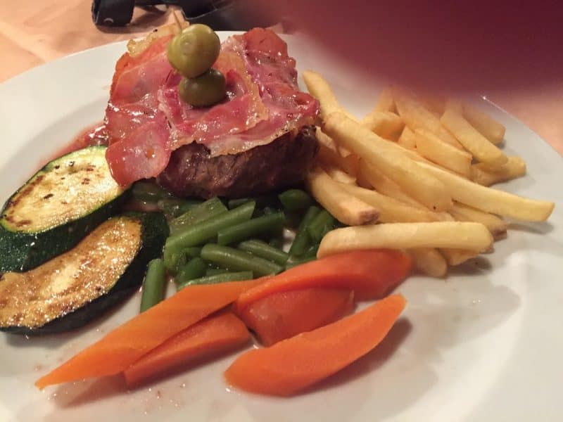 Beefsteak with prsuit ham at Konoba Rab