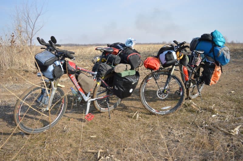 Heavily laden Bicycles, in Kazakhstan.