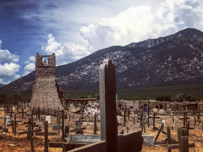 Old Indian Pueblo cemetery in Taos, NM.