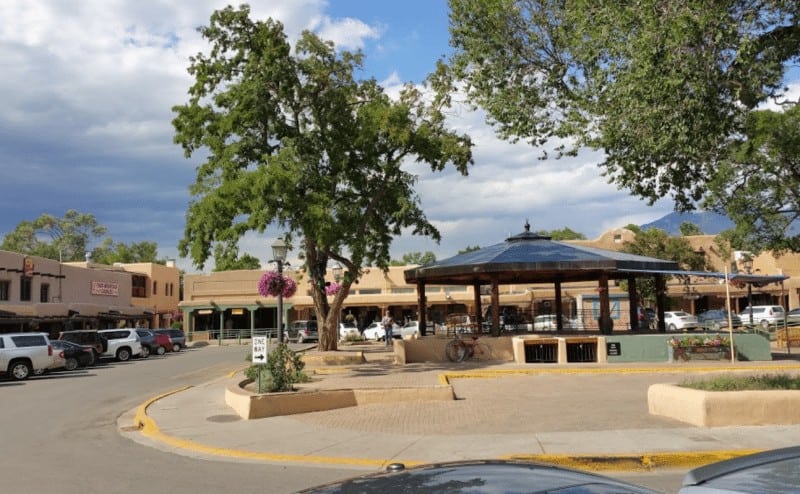 The Taos Plaza is one of the world's best people watching locations, in Taos New Mexico. Gerald Holt photo.