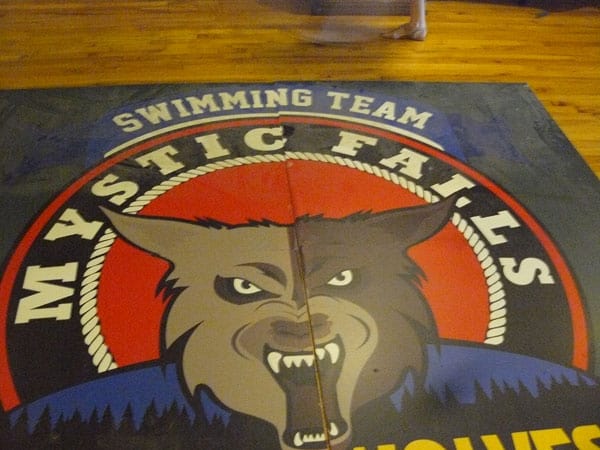 A banner from the mythical town of Mystic Falls in "The Vampire Diaries"