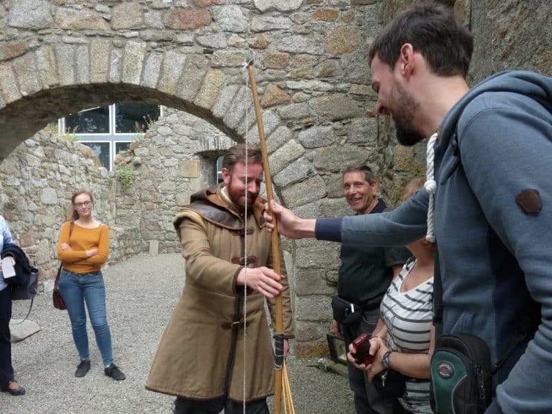 Learning about longbows at the castle.