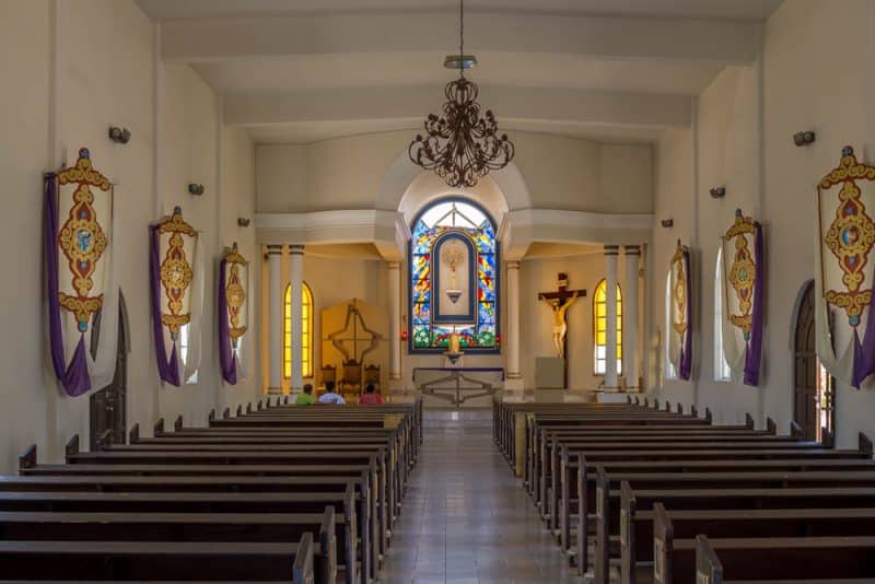 Interior view of the Nuestra Señora del Pilar de Todos Santos (Our Lady of Pilar Church) located in Todos Santos, Mexico.