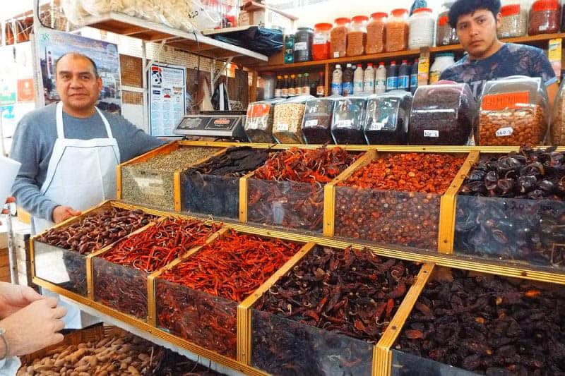 Chilis for sale in a market in La Roma, Mexico City.