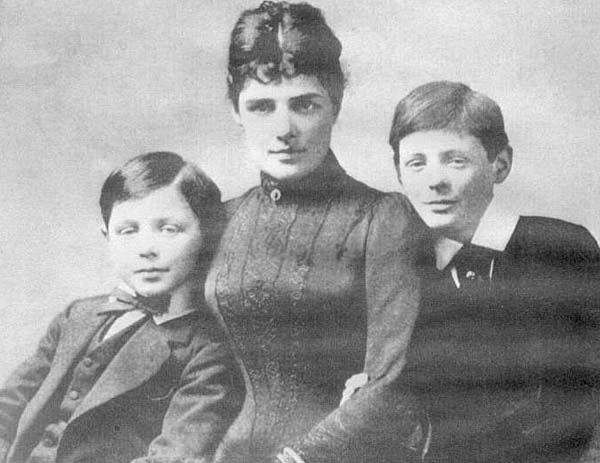 Jennie Churchill and her two sons, John and Winston, at Blenheim Palace, 1889. 