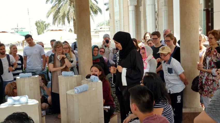 Ritual washing before entering Jumeirah Mosque in Dubai.