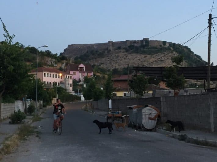 The hilltop Rozafa Castle stands in sharp contrast to the unpolished outskirts of Shkodër below