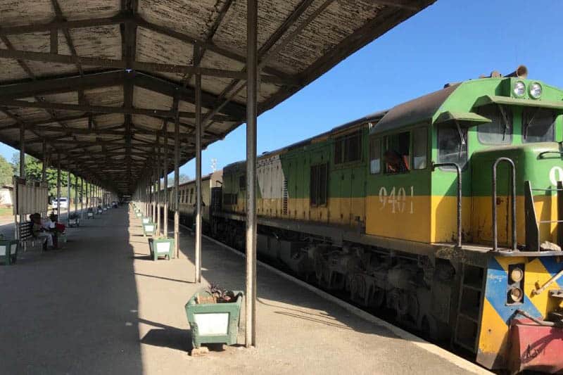 The old locomotive on the Lunatic Line between Nairobi and Mombasa, Kenya.