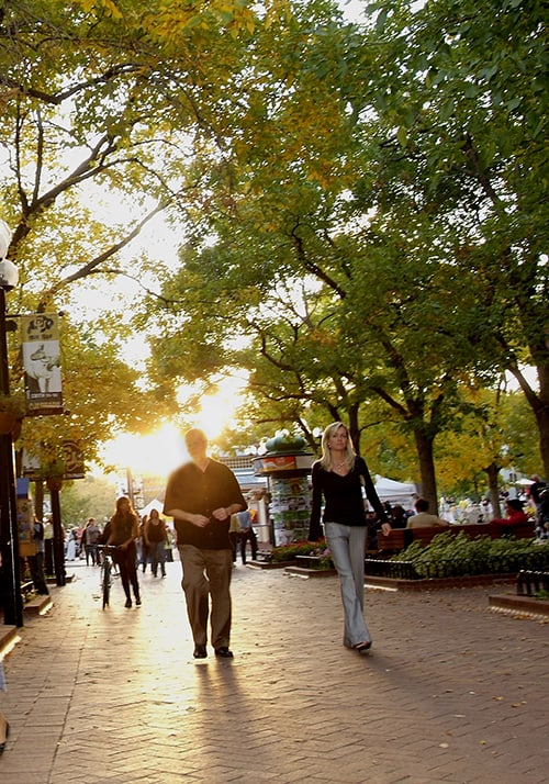 Walking the Pearl Street Mall in Boulder.