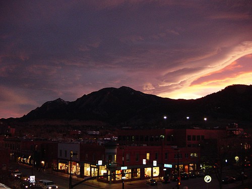 View from the Hotel Boulderado overlooking Broadway & Spruce in Downtown Boulder.