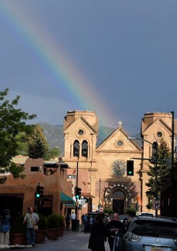 Rainbow over Cathedral Basilica St Francis of Assisi