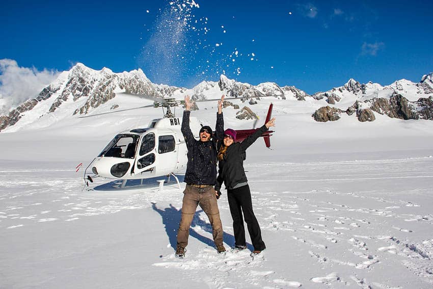 Mike & Anne Howard heli-hiking Franz Josef Glacier, New Zealand.