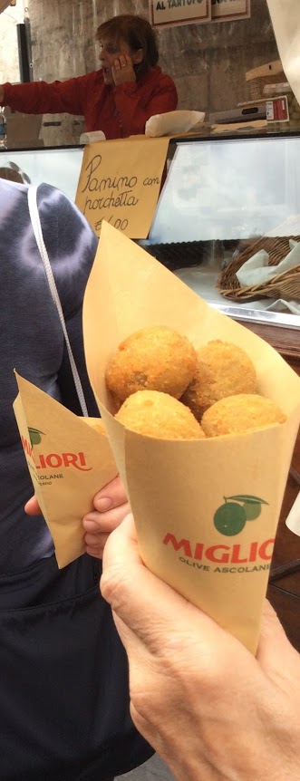 These fried green olives stuffed with veal are an Ascoli Piceno speciality. 