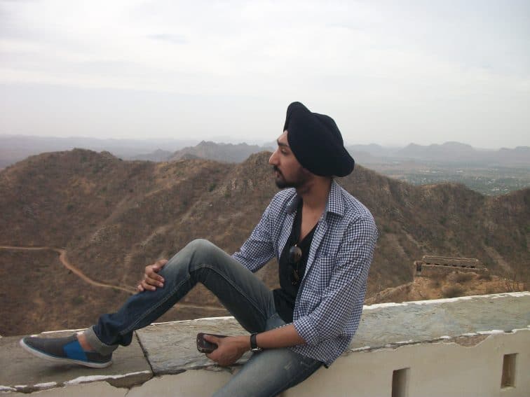 The view from Sajjangarh Palace of lake Latehsagar in Udaipur, India.