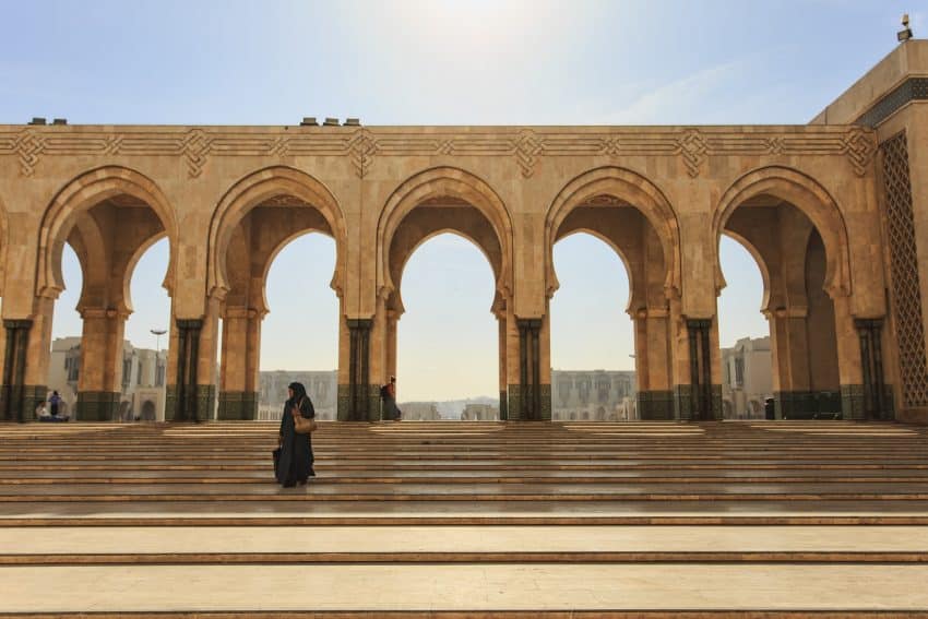 The Hassan II Mosque is the largest mosque in Morocco and one of the largest in the world.