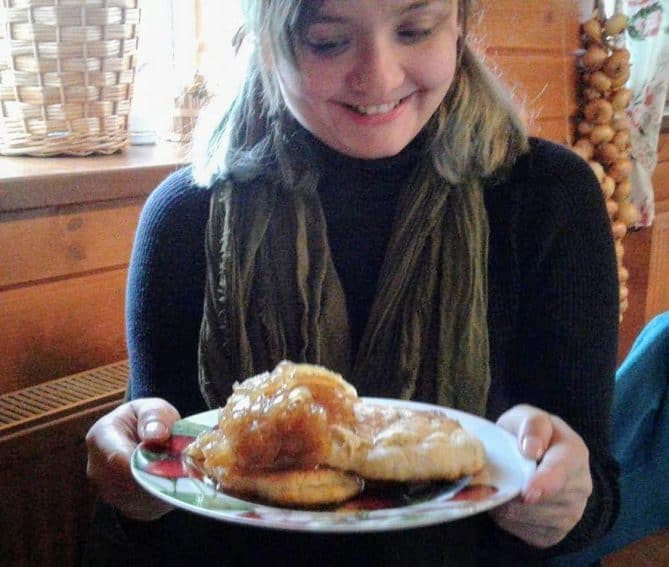 Pancakes with onion marmalade in Rostov, Russia.