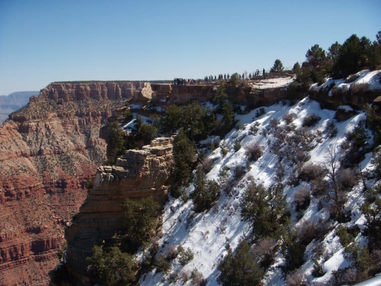 A snowy view at the canyon