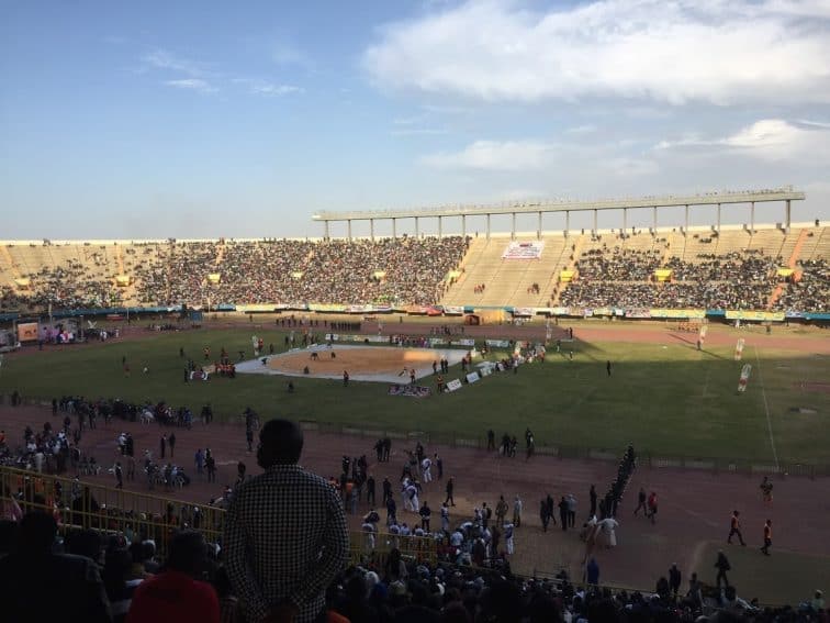 The Leopold Sedar Senghor stadium at 6pm having just taken our seats. Two hours before the main contest.