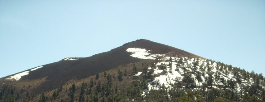 Up close look at the Sunset Crater Volcano peak. 
