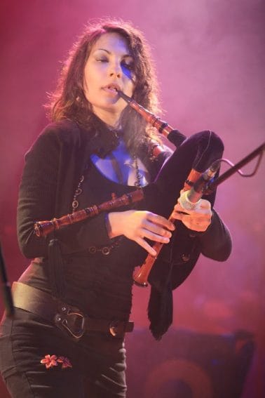 Manuela of Italian group La Corte di Lunas performs at the Celtic Festival in Montelago, Italy