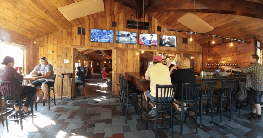 Inside the cozy restaurant, The Bench, in Stowe, Vermont.