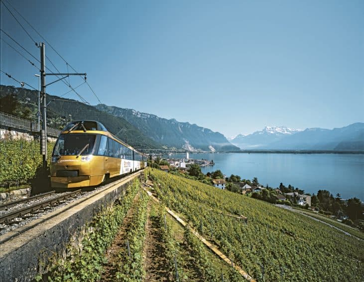 Enjoy panoramic views when traveling by train. Photo from Swiss Travel System.