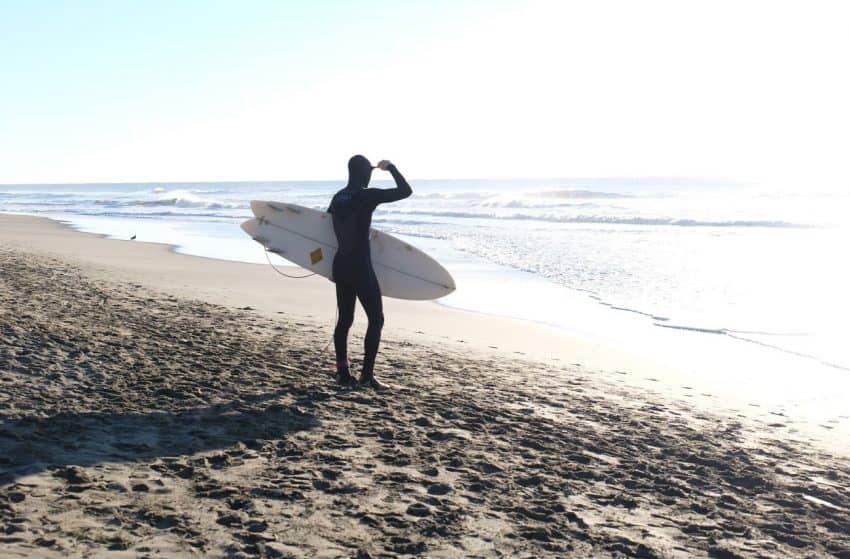 Getting ready to paddle out at Ocean Beach.