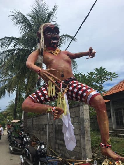 A Paper Maiche "Ogoh Ogoh" effigy parades through a Balinese village ahead of the annual Nyepi celebration. Jackie Cohen Photo | GoNOMAD Travel