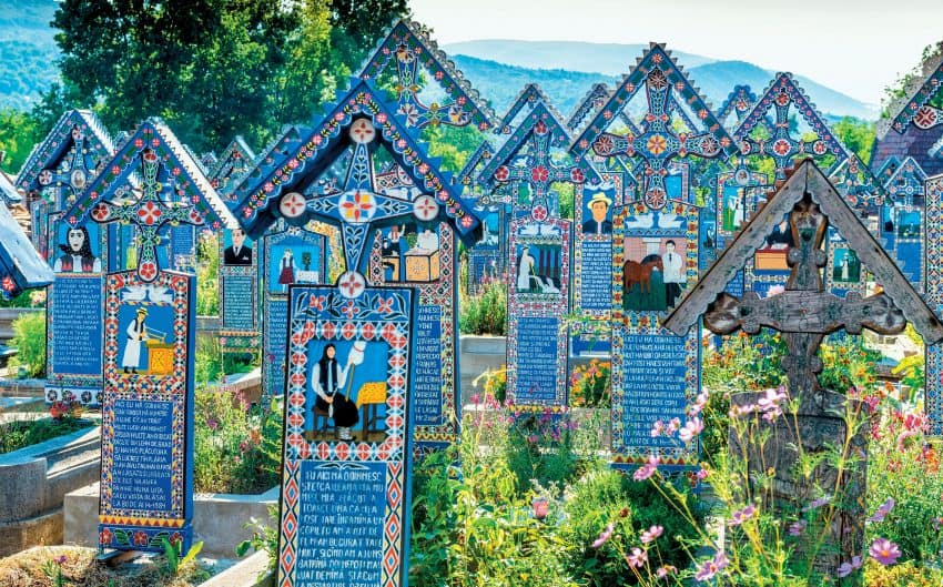 Beautiful headstones at Cimitirul Vesel, Romania. Photo courtesy of Kara Thornton.