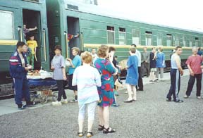 milling about the platform in Russia.