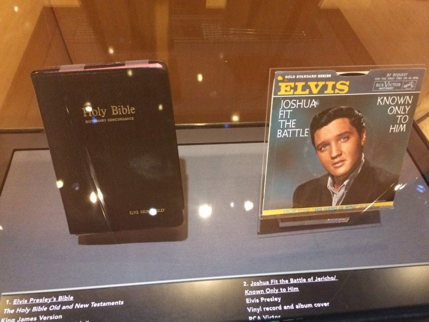 Exhibits include interesting aspects of the book, like Elvis' personal bible.