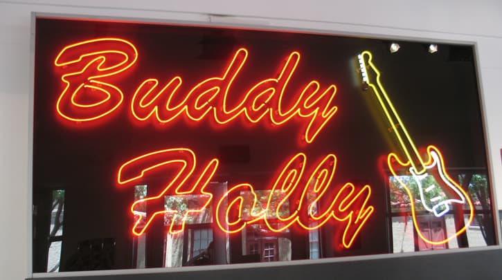 Neon Buddy Holly, Buddy Holly Center, Lubbock, Texas (Photo by Susan McKee)