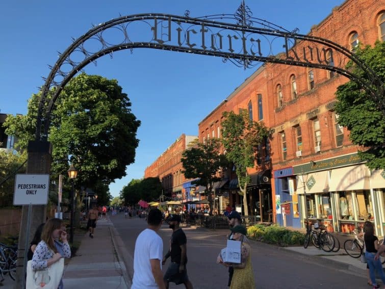 Charlottetown's heart is Victoria Row, a pedestrian-only strip lined with shops, cafes, live music venues, and on Saturday afternoons, historical re-enactors. Max Hartshorne photos.