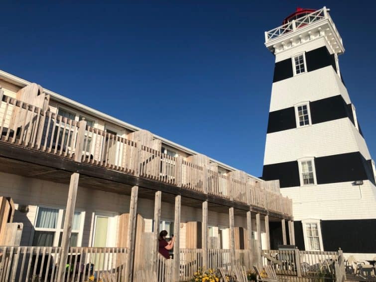 The West Point Lighthouse Inn features rooms right on the water attached to a working lighthouse in O'Leary, PEI. 