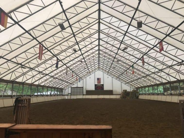 The inside of the arena where the Friesians take part in a performance.