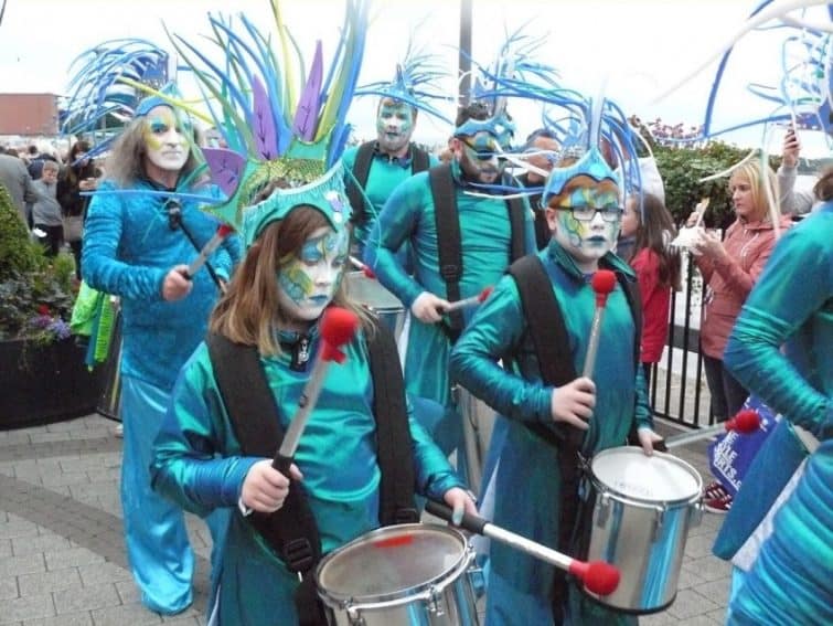 Drummers at the Foyle Maritime Festival in Derry, Northern Ireland