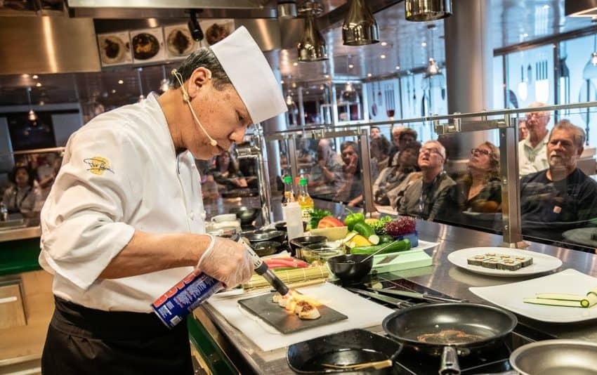 Guest chef on my cruise was Andy Matsuda, a renown sushi chef, who demonstrated the art of preparing Japanese dishes to a packed house in the Culinary Arts Center.