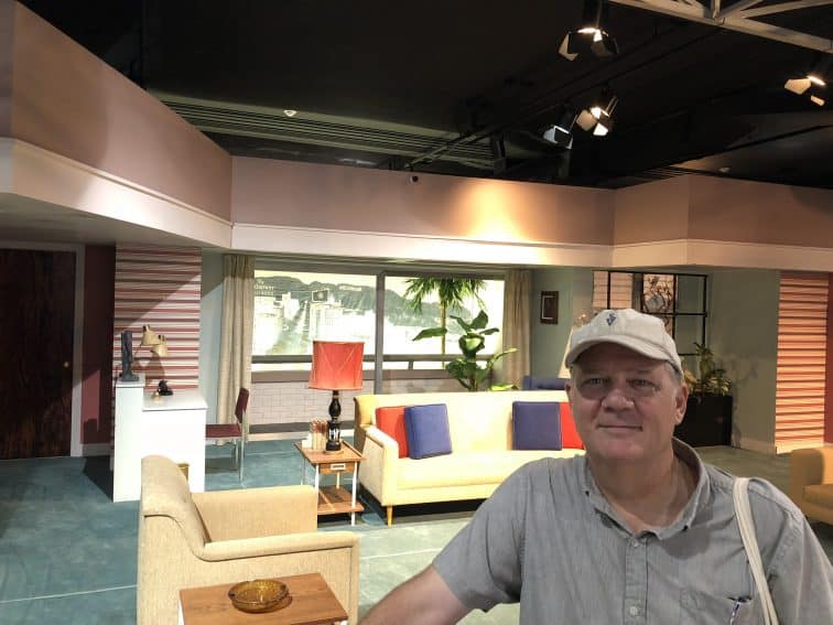 Standing in front of the set used for the Hollywood episodes of "I Love Lucy," at the Lucy and Desi Museum, Jamestown, NY.