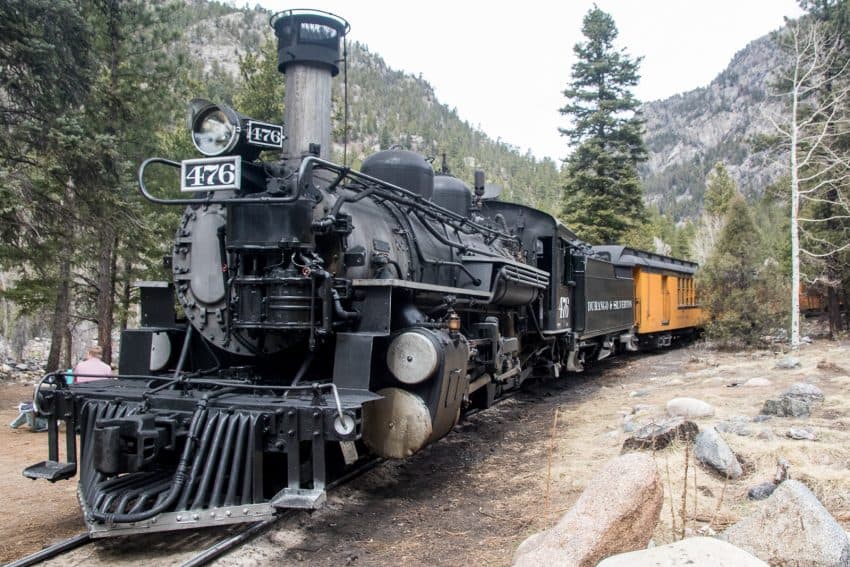 Steam locomotive of the Durango and Silverton Narrow Guage Railroad in Colorado.
