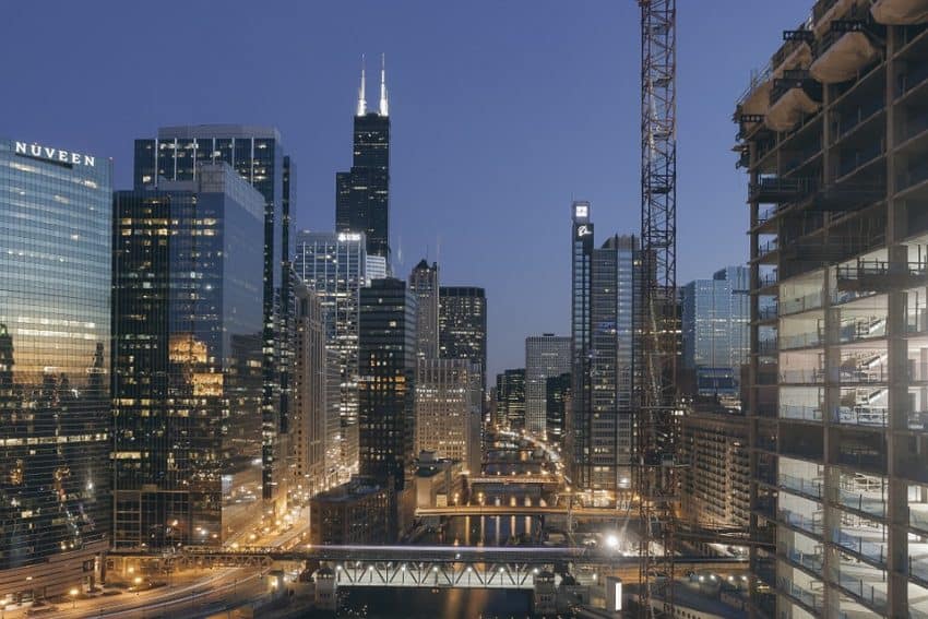 Chicago Illinois at night.